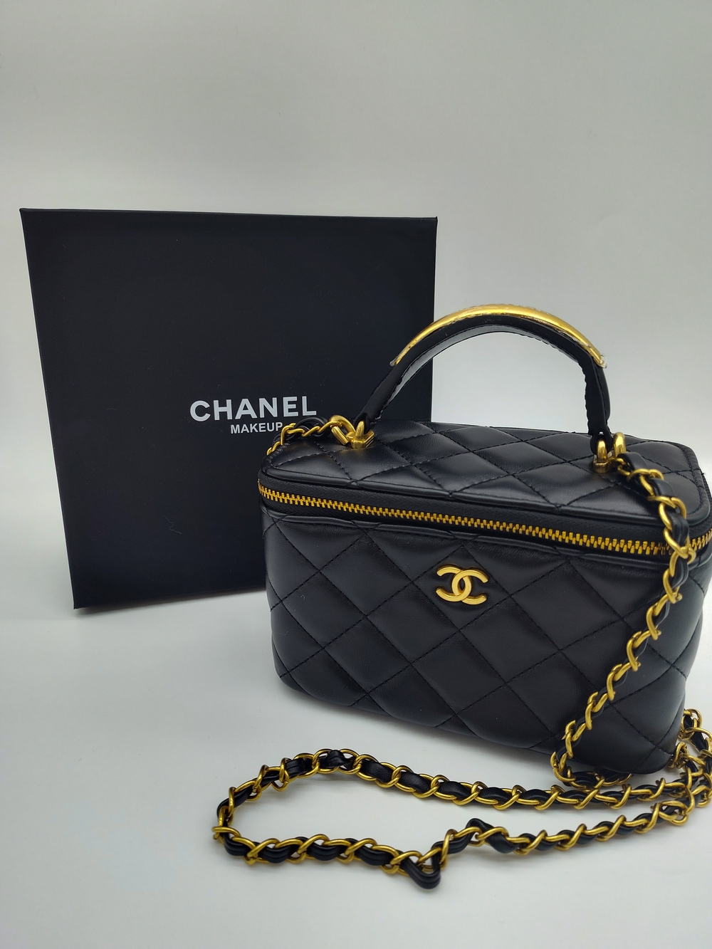 CHANEL Black Quilted Mini Vanity Bag with Gold Hardware - Picture 1 of 13